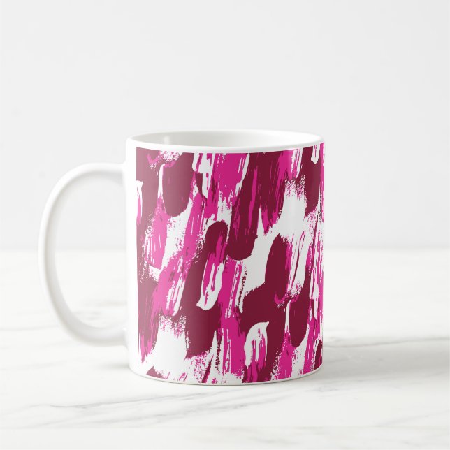 Cool pink brush stroke modern seamless pattern coffee mug (Left)