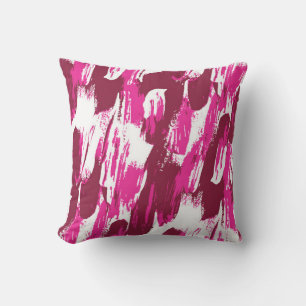 Cool pink brush stroke modern seamless pattern throw pillow