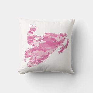 Cool Pink Camouflage Snowmobile Throw Pillow