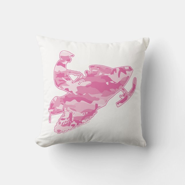 Cool Pink Camouflage Snowmobile Throw Pillow (Front)