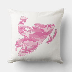 Cool Pink Camouflage Snowmobiler Throw Pillow
