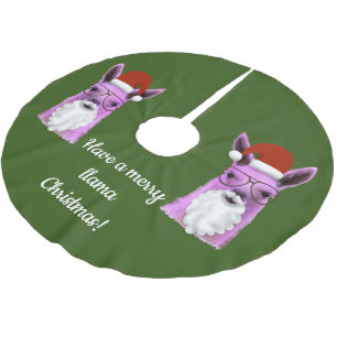 Cool Pink Christmas Llama Tree Skirt
