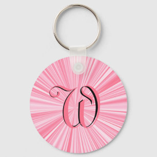Cool Pink Colour Burst Monogram Initial Custom Keychain