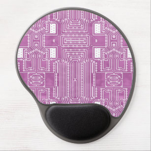 Cool Pink Computer Circuit Board Pattern Gel Mouse Pad