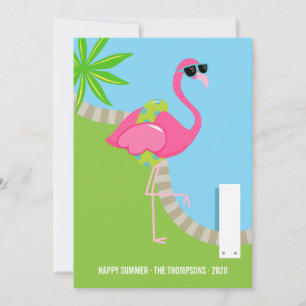 Cool Pink Flamingo Family Photo Collage Greeting Holiday Card
