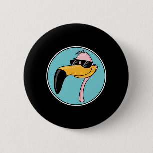 cool pink flamingo in sunglasses 2 inch round button