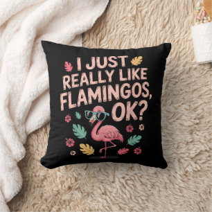 Cool Pink Flamingo Lover Gift for Men Women Throw Pillow