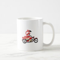 Cool Pink Flamingo Riding Motorcycle Cartoon
