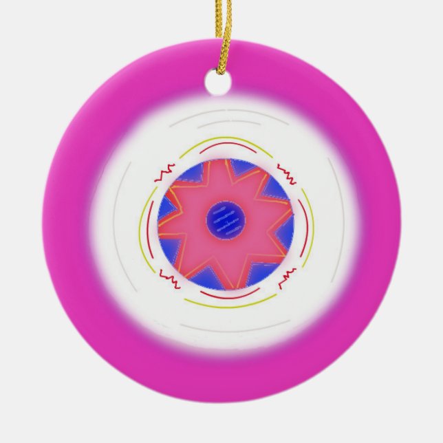 Cool Pink Frisbee Ceramic Ornament (Front)