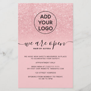 Cool pink glitter prices logo We're open Flyer