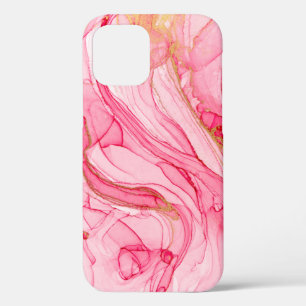 Cool Pink Gold Unique Watercolor Swirl Pattern iPhone 12 Case