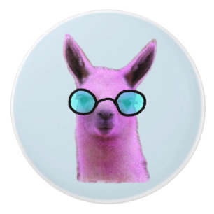 Cool Pink Llama! Ceramic Knob
