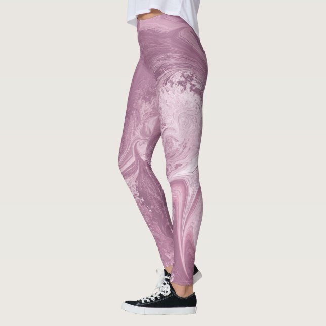cool pink marble cloud smudge pattern leggings (Left)