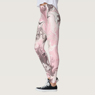 cool pink marble smudge pattern women girls leggings
