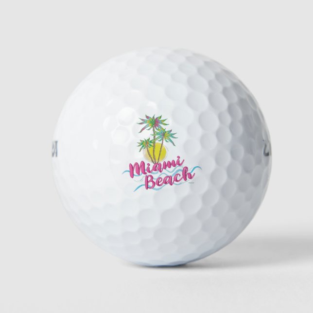 Cool Pink-Miami-Beach-Florida Graphic Golf Balls (Front)
