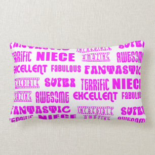 Cool Pink Modern Design 4 Nieces Positives Words Lumbar Pillow