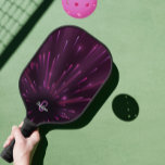 Cool Pink Neon Starburst Custom Name Initial Girly Pickleball Paddle<br><div class="desc">Cool unique design features a starburst of pink neon lights against a dark background.  Customize with name & single letter initial in coordinating pink & white lettering with the simple to use template. The design repeats on the reverse side. Perfect unique pickleball gift for her.</div>