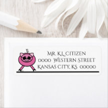Cool Pink Pig w/Sunglasses Return Address Label