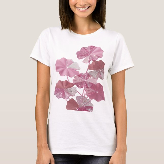 Cool Pink PINK GLITTERING FLOWERS Tee (Front)