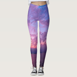Cool, Pink Purple and Blue California Sunset Photo Leggings