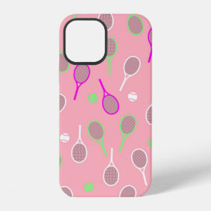 Cool Pink Retro Racquets Pattern Tennis Player  iPhone 12 Case