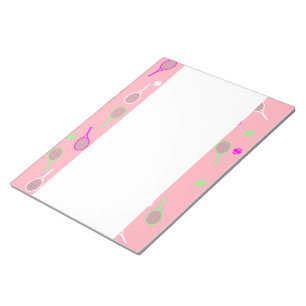 Cool Pink Retro Racquets Pattern Tennis Player  Notepad