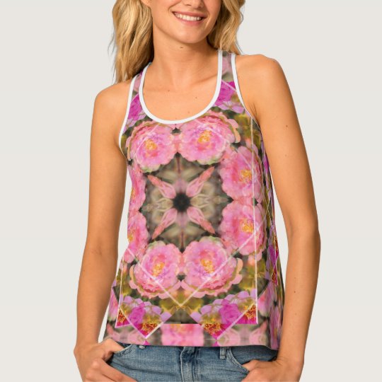 Cool Pink Rose Moss Tank Top