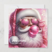 Cool pink Santa Claus blowing pink bubble gum