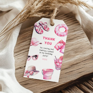 Cool Pink Summer Girl Birthday Favour Gift Tags