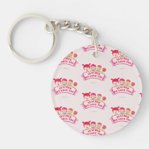 Cool Pink Teacher We Love You Teacher Appreciation Keychain