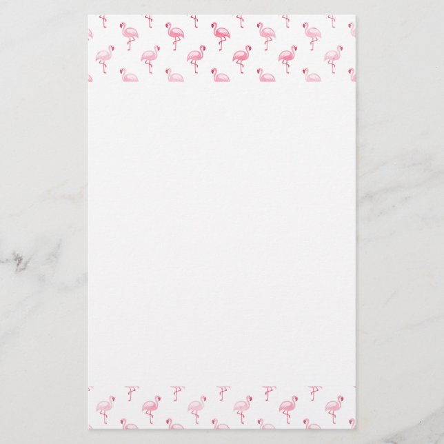 Cool Pink Tropical Flamingo Pattern on White (Front)