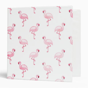 Cool Pink Tropical Flamingo Pattern on White Binder