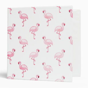 Cool Pink Tropical Flamingo Pattern on White Binder