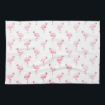 Cool Pink Tropical Flamingo Pattern on White Kitchen Towel<br><div class="desc">Pink Tropical Flamingo Pattern on White Background.The Pink Flamingo Bird Print makes a great gift for a wild tropical summer party.</div>