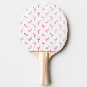 Cool Pink Tropical Flamingo Pattern on White Ping Pong Paddle
