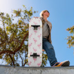 Cool Pink Tropical Flamingo Pattern on White Skateboard<br><div class="desc">Pink Tropical Flamingo Pattern on White Background.The Pink Flamingo Bird Print makes a great gift for a wild tropical summer party.</div>
