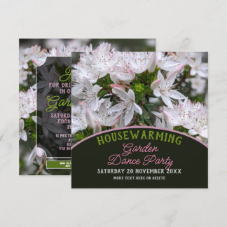 Cool Pink white flowers Housewarming Garden Party Invitation