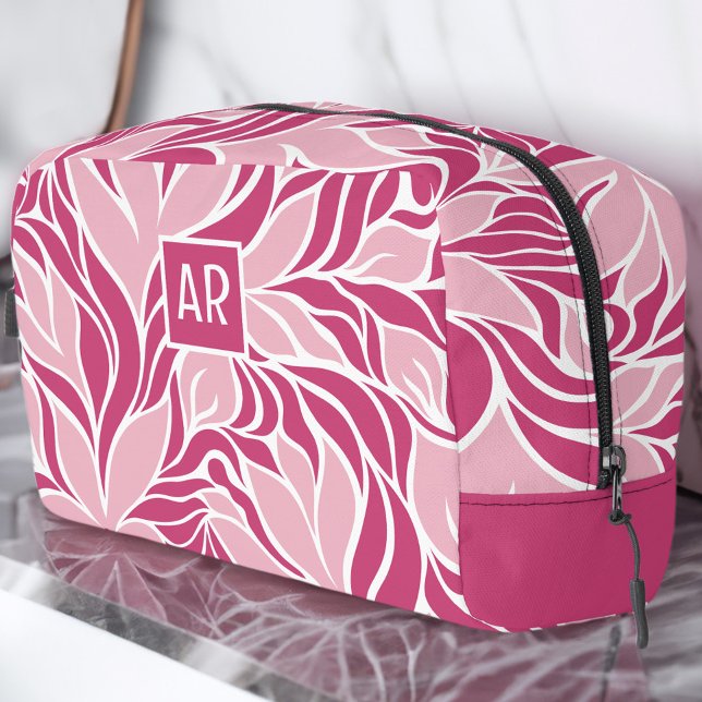 Cool Pink & White Modern Floral Pattern Monogram Dopp Kit (Cool Pink & White Modern Floral Pattern Monogram Dopp Kit)