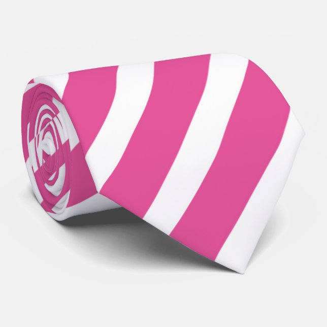 cool pink white stripe pattern tie (Rolled)