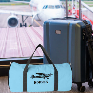 Cool Piper Cub Airplane,Simple Blue Aviation Duffle Bag