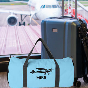 Cool Piper Cub Airplane,Simple Blue Aviation Duffle Bag