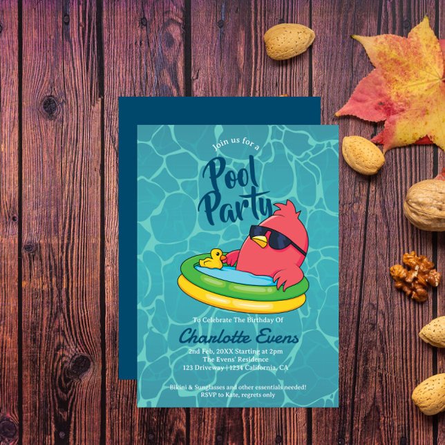 Cool Piscine Fête Nage Anniversaire Invitation (Créateur téléchargé)