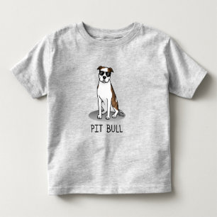 Cool Pit Bull and Sunglasses (lt brindle white 3) Toddler T-shirt