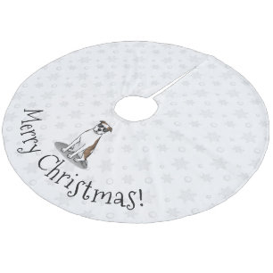 Cool Pit Bull with Sunglasses (lt brindle white 3) Fleece Tree Skirt