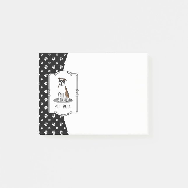 Cool Pit Bull with Sunglasses (lt brindle white 3) Post-it Notes (Front)