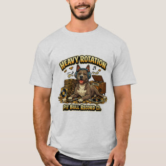 Cool Pitbull Vinyl Records Retro Vibe T-Shirt