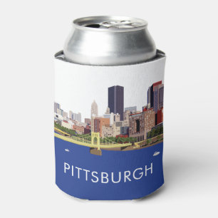 Cool Pittsburgh Skyline Computer Illustration Can Cooler