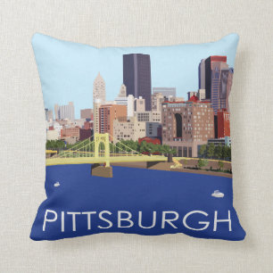 Cool Pittsburgh Skyline Computer Illustration Throw Pillow