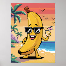 Cool Pixel Banana on Vacation
