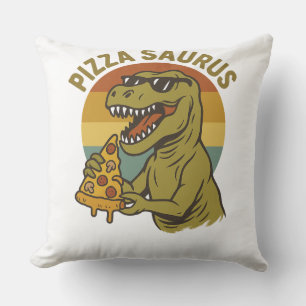 Cool Pizza Dino in Retro Style Throw Pillow